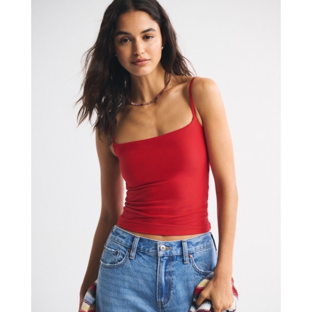 Abercrombie & Fitch Red Bra Free 90s Cami Square Neck Tank Top M Basic Fall